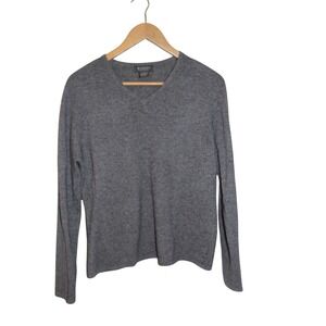 Mendocino Sweater Women's Large Gray 100% Cashmere Long Sleeve Pullover